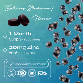 20mg Zinc Vegan Gummies - Immunity, Normal Fertility & Bone Support