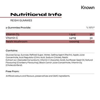 Known Nutrition Reishi Mushroom Supplement Gummies